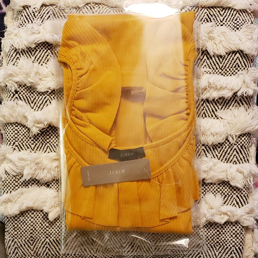 NWT J.CREW Ruffle Neck Ribbed Tank - Picture 6 of 6